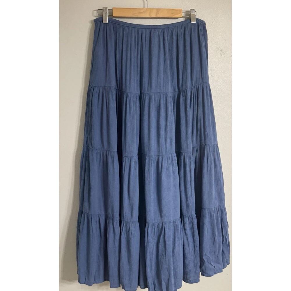 Aerie Maxi Skirt Women’s Size Large Tiered Skirt Relaxed Pull-On Blue NWT - Picture 8 of 12